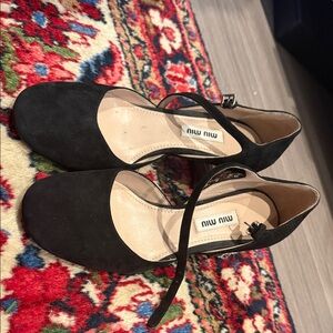 Miu Miu Black Suede Strap Heels